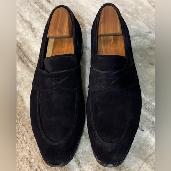 Ermenegildo Zegna Black Suede Penny Loafers Slippers Shoes 10.5 / US 11.5 Moc